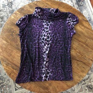 Fever Purple Leopard Print Top - Size M